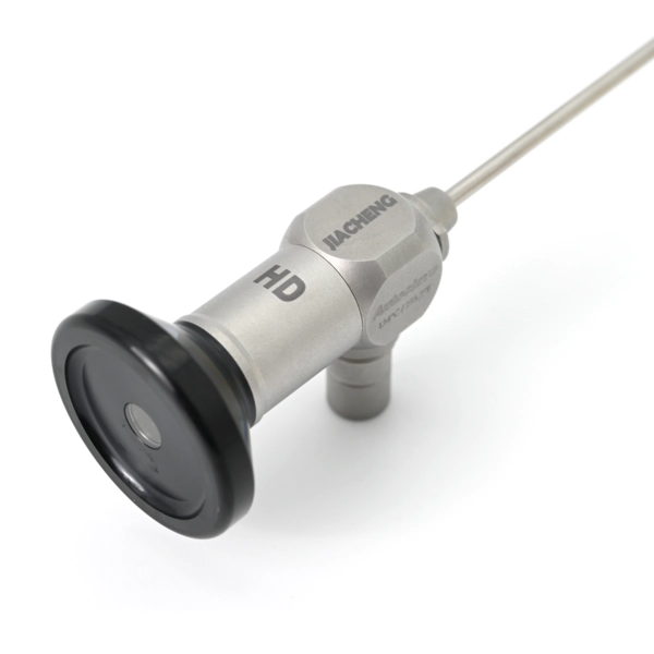 JIACHENG HD rigid therapeutic otoscope E8027A 27mm 0 autoclave 134C compatible eyepiece and body close-up front view JIACHENG HD rigid therapeutic otoscope E8027A 27mm 0 autoclave 134C compatible eyepiece and body close-up front view