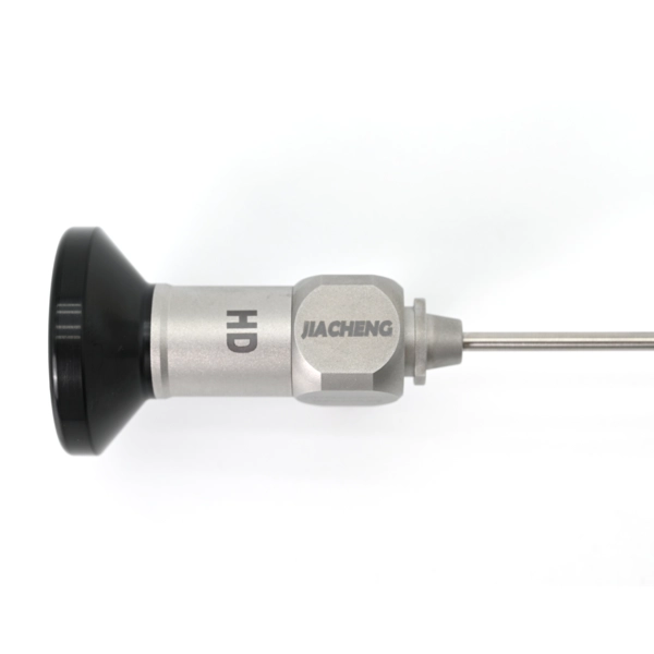 JIACHENG HD rigid therapeutic otoscope E8027A HD and JIACHENG branding on body eyepiece and hexagonal body side view JIACHENG HD rigid therapeutic otoscope E8027A HD and JIACHENG branding on body eyepiece and hexagonal body side view